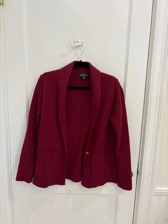 Summersalt Women's Dark Red Sweater Blazer in Organic Cotton Blend, Size S, EUC - Picture 3 of 6